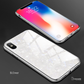 Marble Magnetic Auto-fit Tempered Glass Case for iPhone X