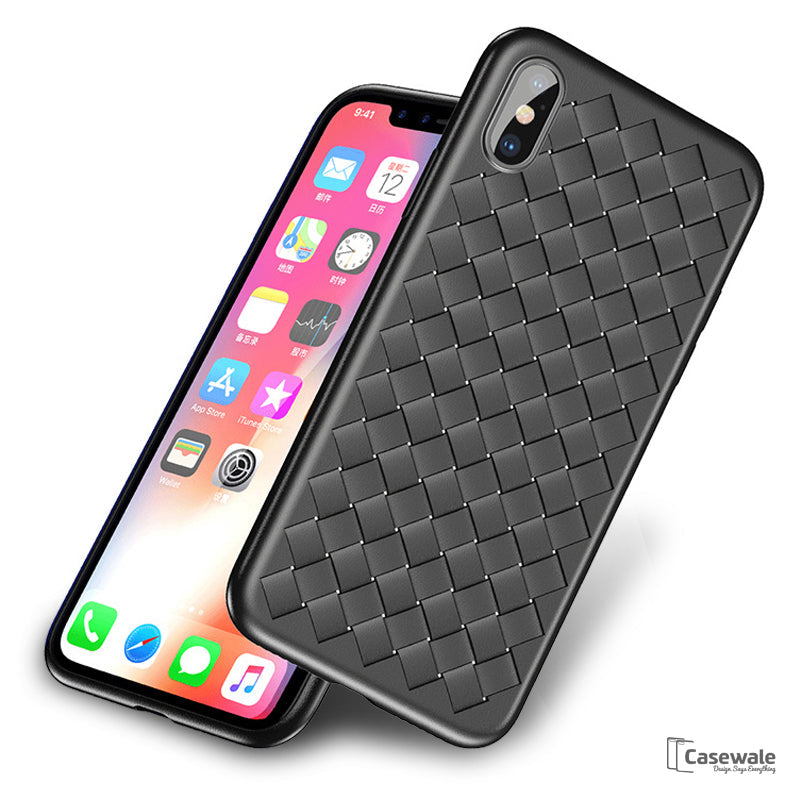 iPhone X Luxury Grid Weaving Ultra Thin Soft TPU Protective Back Case