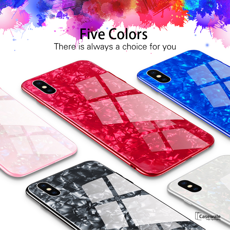 Marble Magnetic Auto-fit Tempered Glass Case for iPhone X