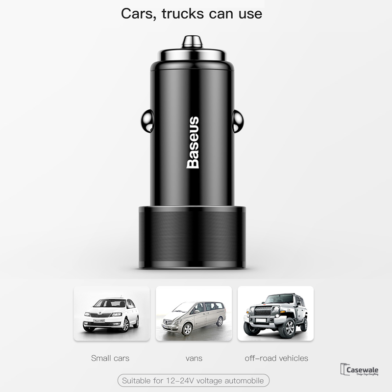 Baseus 36W Dual USB Quick Car Charger for iPhone Samsung