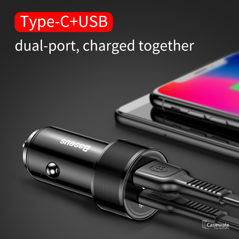 Baseus Type-C Quick Car Charger For iPhone, Samsung