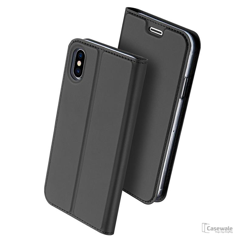 Luxury Leather Flip Case for iPhone X