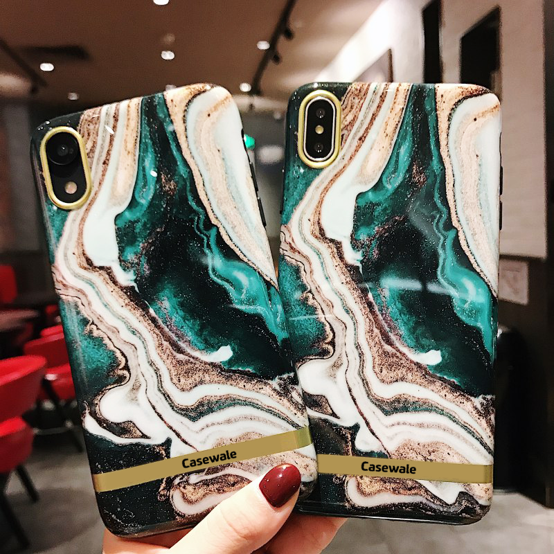 Glossy Agate Luxury Marble Case for iPhone X