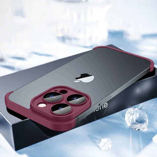 iPhone 12 Series Frameless Bumper with Glass Lens Protector Case