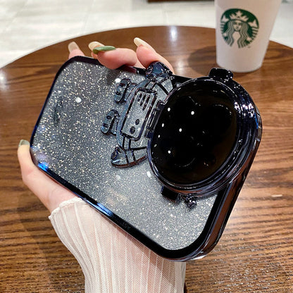 iPhone 12 Series Glittery Astronaut Lens Bracket Electroplated Case