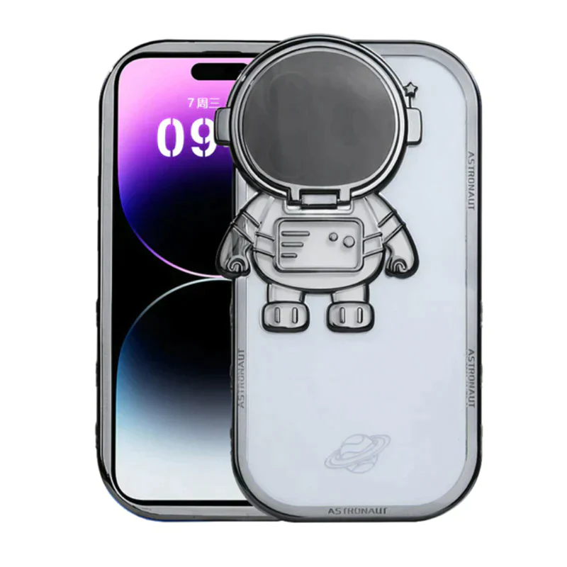 iPhone Series Astronaut Lens Bracket Electroplated Phone Case