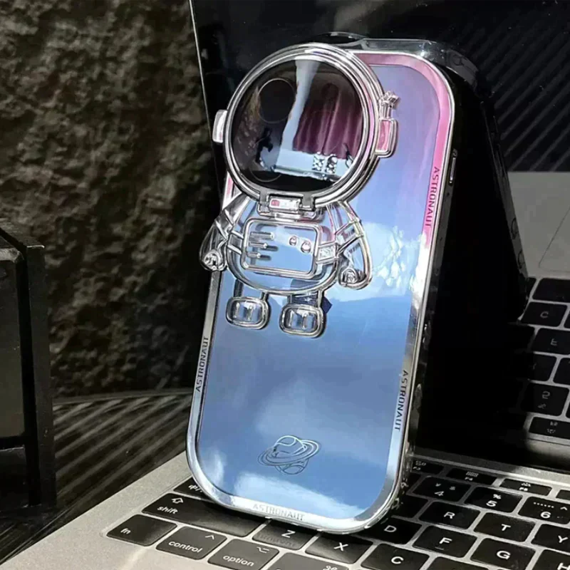 iPhone 11 Series Astronaut Lens Bracket Electroplated Phone Case