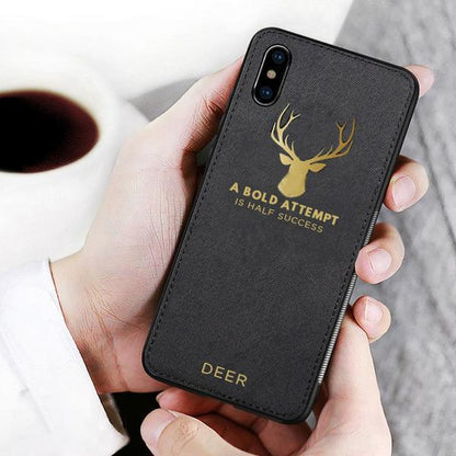 Luxury Gold Textured Deer Pattern Soft Case For iPhone X